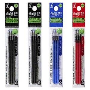 프릭션 다색볼펜 리필심 0.5mm 3p x 4개 세트, 블랙, 블루, 레드, 1세트
