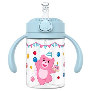 주니 벨리곰 원터치 빨대컵, 블루, 1개, 200ml
