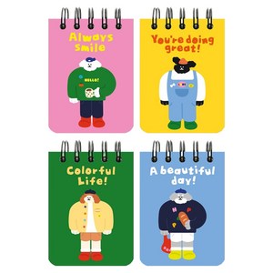 핑크풋 비기부기 도톰한 수첩 4종 세트, 1세트, 혼합색상