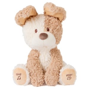 건드 작동 노래하는 까꿍 강아지 30cm + AA 건전지 3p 세트, 혼합색상, 1세트
