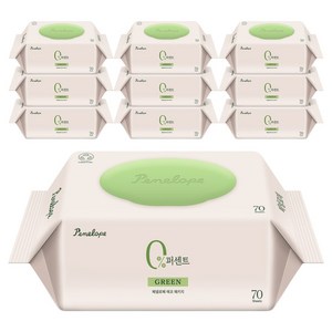 페넬로페 0퍼센트 그린 아기물티슈 캡형, 10개, 70매, 70g