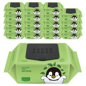 슈퍼대디 미스터펭 그린 유아 물티슈 캡형, 20개, 70매, 70g