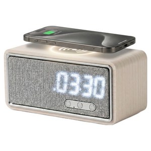 PLEIGO 3 in 1 고속 무선충전 블루투스 스피커, 브라운, BS55