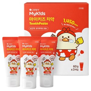 그린핑거 마이키즈 충치케어 푸아 고불소 치약 사과향 4단계 180g, 60g, 3개입, 1개