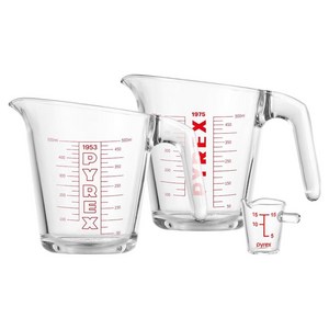 파이렉스 110주년 계량컵 500ml x 2종 + 15ml 세트, 투명, 1세트