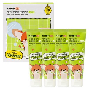 케이맘 주니어 구취케어 고불소 치약 사과향, 110g, 4개입, 4개