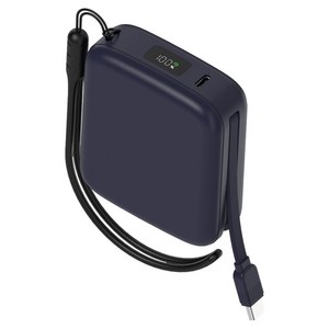 어반어스 PD 22.5W 고속충전 C타입 케이블 일체형 미니 큐브 보조배터리 10000mAh, 네이비, UB-PA10PCMN
