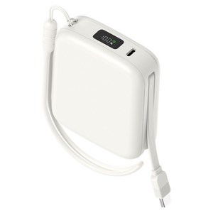 어반어스 PD 22.5W 고속충전 C타입 케이블 일체형 미니 큐브 보조배터리 10000mAh, 화이트, UB-PA10PCMN