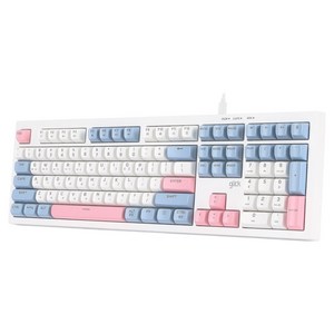 지클릭커 오피스프로 사일런스 M RGB 무소음 방수 유선 키보드, Sky Pink, OPK50, 제조사축