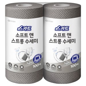스카트 소프트 앤 스트롱 수세미, 그레이, 100개입, 2개