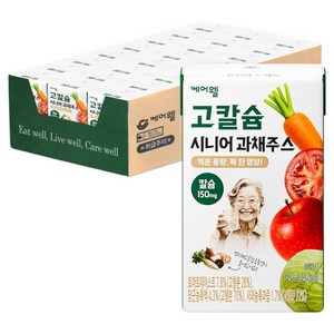 케어웰 고칼슘 시니어 과채주스, 24개, 145ml