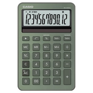 카시오 사무용 스타일리시 전자 계산기 MS-200DQ, 미스티 그린, 1개