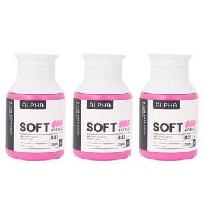 알파색채 소프트바디 아크릴물감 A 831 Brilliant Magenta 3p, 250ml, 1색