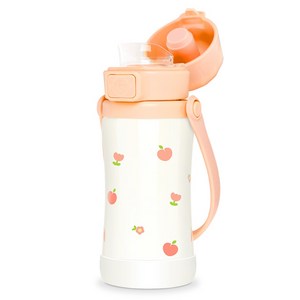 그로미미 유아용 스테인리스 피치 플라워 텀블러, 로제 코랄, 1개, 300ml