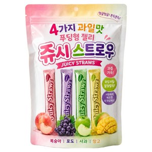 쥬시스트로우 4가지 과일맛 푸딩형 젤리 20p, 380g, 1개