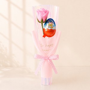 센트바스켓 킨더조이 한송이 비누꽃 꽃다발, 캔디핑크(꽃다발), 랜덤발송(킨더조이), 5개
