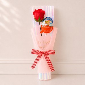 센트바스켓 킨더조이 한송이 비누꽃 꽃다발, 레드(꽃다발), 랜덤발송(킨더조이), 6개