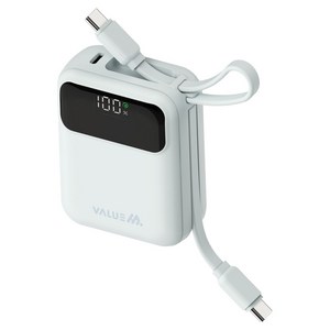 밸류엠 PD 22.5W 고속충전 트윈 케이블 일체형 초 미니 보조배터리 10000mAh C타입, 스카이 블루, VM-PA10MTWCP