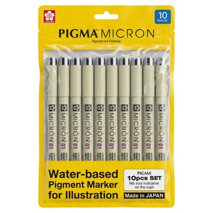 PIGMA 펜 0.25mm 10종 세트 01, 혼합색상, 1세트