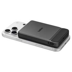 벨킨 울트라차지 Qi2 25W 슬림 마그네틱 무선 충전 보조배터리 10000mAh C타입, 블랙, BPD022fqBK