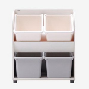 일룸 에디키즈 장난감수납장 방문설치, 아이보리(몸통), 아이보리, 그레이(PL박스), 2단