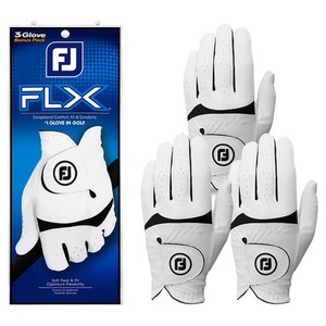 풋조이 남성용 NEW FLX 골프장갑 왼손용, 화이트, 3개