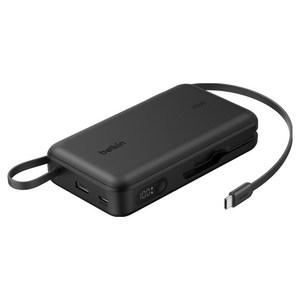 벨킨 울트라차지 케이블 일체형 45W 고속 충전 보조배터리 20000mAh C타입, 블랙, BPB036qcBK