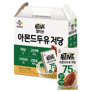 얼티브 고단백 저당 아몬드두유, 16개, 190ml