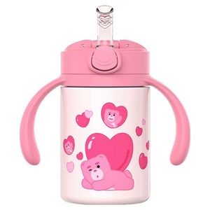 주니 벨리곰 원터치 이지 스테인리스 빨대컵, 핑크, 1개, 200ml
