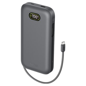 벨킨 울트라차지 프로 USB C 케이블 일체형 240W PD PPS 노트북 고속 충전 보조배터리 27500mAh, 차콜, BPB040qcCH