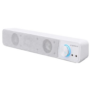 지오맥스 2채널 멀티미디어 RGB 사운드바 USB 유선 PC 스피커, 화이트, GM-BAR2000