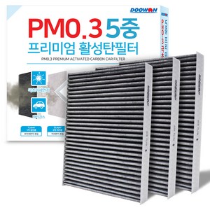 두원 PM0.3 5중 프리미엄 활성탄 차량용 에어컨 필터, PK104, 3개