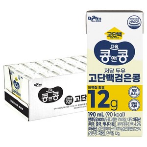 콩앤콩 고단백 검은콩 저당 두유, 24개, 190ml