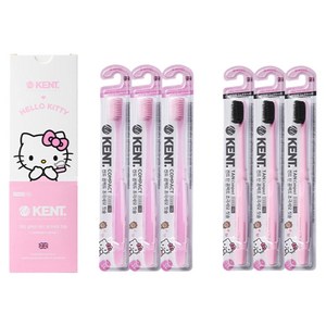 켄트 헬로키티 콤팩트 헤드 초극세모 칫솔 콤팩트 3p + 탄콤팩트 3p, 1세트