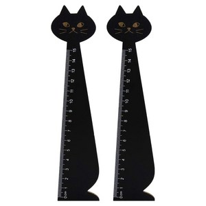 모나코올리브 미야옹 책갈피 겸용 원목 자 15cm, 블랙, 2개