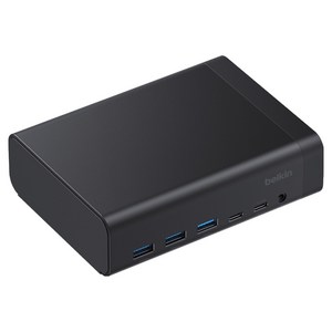 벨킨 connect USB C 12in1 10Gbps 4K 60Hz HDMI 100W PD 2.5Gb 이더넷 듀얼 디스플레이 독 INC032qcBK, 블랙, 1개