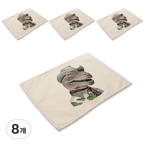 스윗리빙 동물초상화 패밀리 린넨 테이블 매트 4p, 33, 42 x 32 cm, 8개