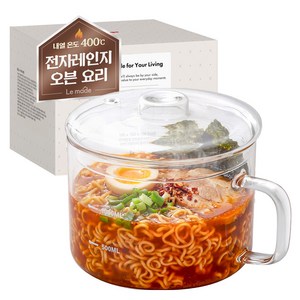 르메이드 한끼완성 오븐 전자레인지 라면 내열 유리용기 1.5L, 1개, 투명
