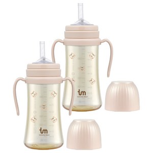토비앤몰리 PPSU 빨대컵, 280ml, 2개, 돗람이 핑크