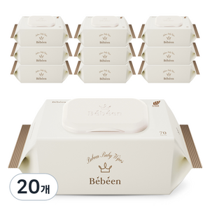 Bebeen 프리미엄 골드 유아물티슈 캡형, 75g, 70매, 20개