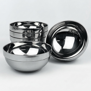 퀸센스 헤킨스 스텐 식당 업소용 가게 이중 국그릇 14cm, 실버, 5개