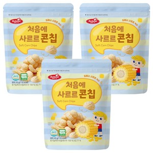 베베스트 유아용 처음에 사르르 옥수수 콘칩 과자, 옥수수맛, 25g, 3개