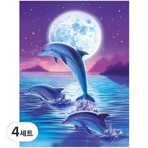 메이리앤 보석십자수 DIY 비즈공예 키트 30 x 40 cm, 돌고래와달, 4세트