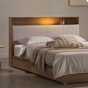 잉글랜더 에버딘 패브릭 LED 수납 침대 프레임 단품 방문설치, 오크
