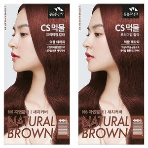 꽃을든남자 CS 먹물 헤어칼라 염모제, N6 자연갈색, 2개