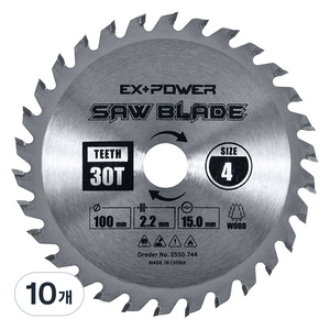 이엑스파워 원형톱날 팁쏘 목재용 100mm EXC-04030, 10개
