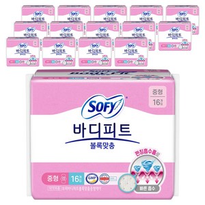 바디피트 볼록맞춤 생리대 날개형, 중형, 16개입, 15개