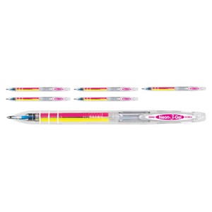 자바펜 네온 3겔 다색펜 0.5mm, 혼합색상, 6개