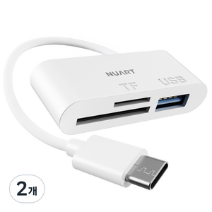 누아트 C타입 OTG 3in1 멀티 카드리더기 USB 3.0 TF Micro SD카드 케이블, 화이트, 2개