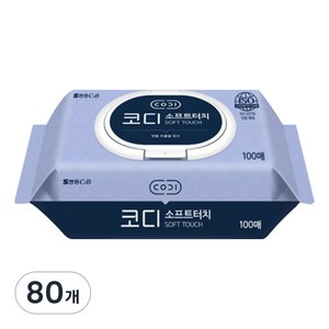 코디 소프트터치 물티슈 캡형, 35g, 100매입, 80개